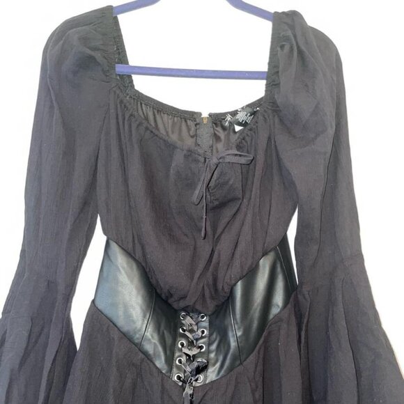 Black Corset Bell Sleeve Dress - Picture 4 of 4
